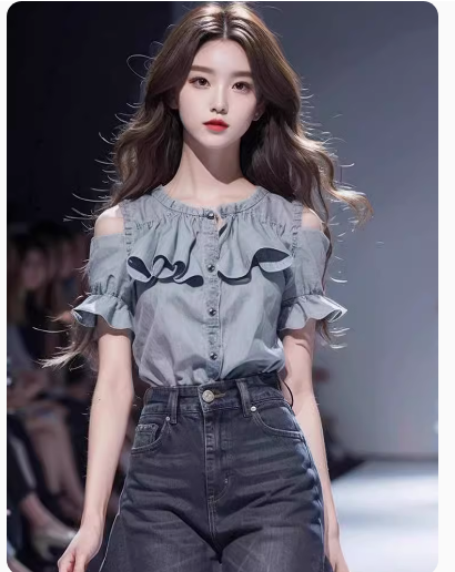 上品フリル袖オフショルダーブラウス