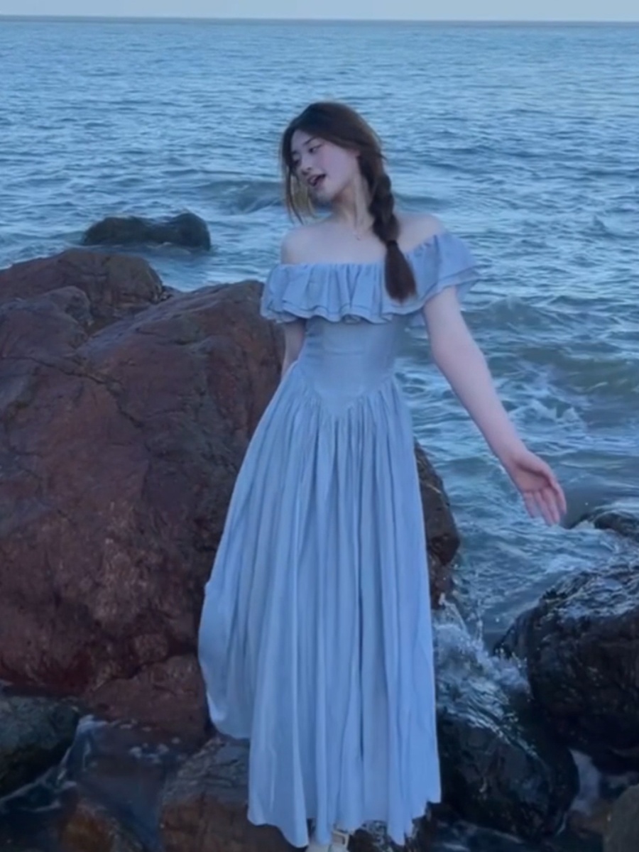 オフショルフリルロングワンピース