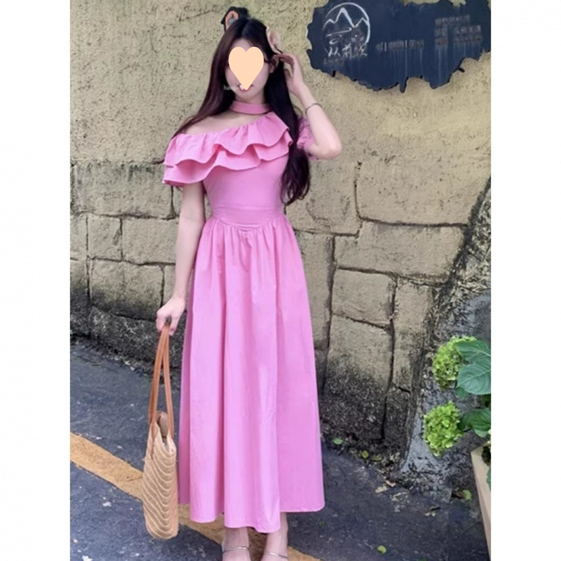 フリル オフショルダー段々フリルロングワンピース