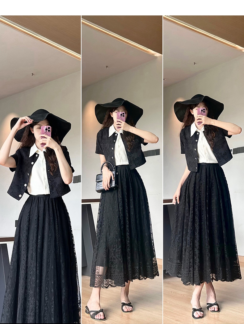 レースフリルロングスカート