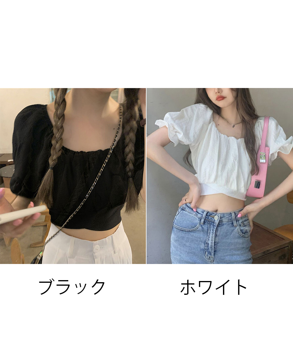 フリル パフスリーブ バックリボンブラウス