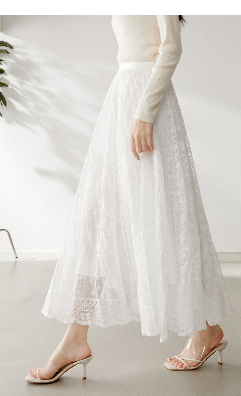 レースフリルロングスカート