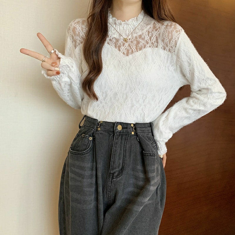 フリルブラウス 優美レース襟フリルブラウス