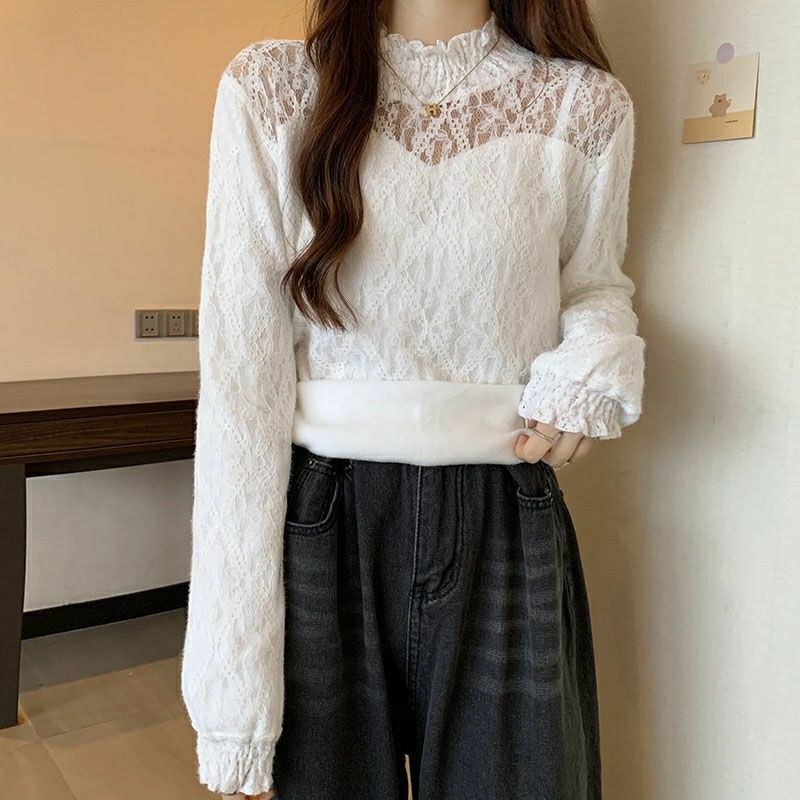 フリルブラウス 優美レース襟フリルブラウス