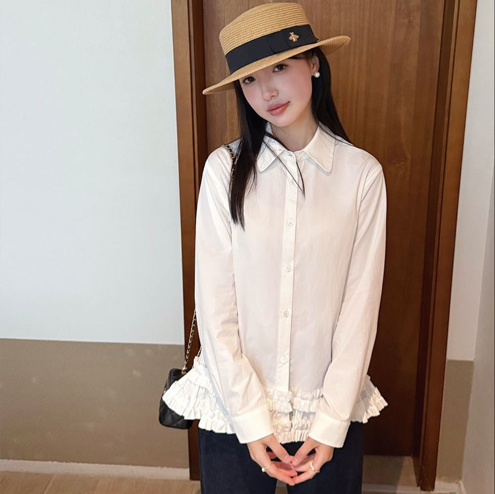フリルブラウス 優美な裾フリルブラウス