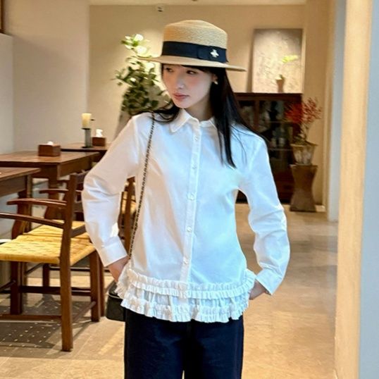 フリルブラウス 優美な裾フリルブラウス