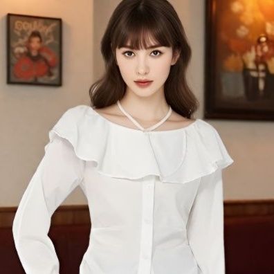 フリルブラウス 優美な肩フリルオフショルダーブラウス