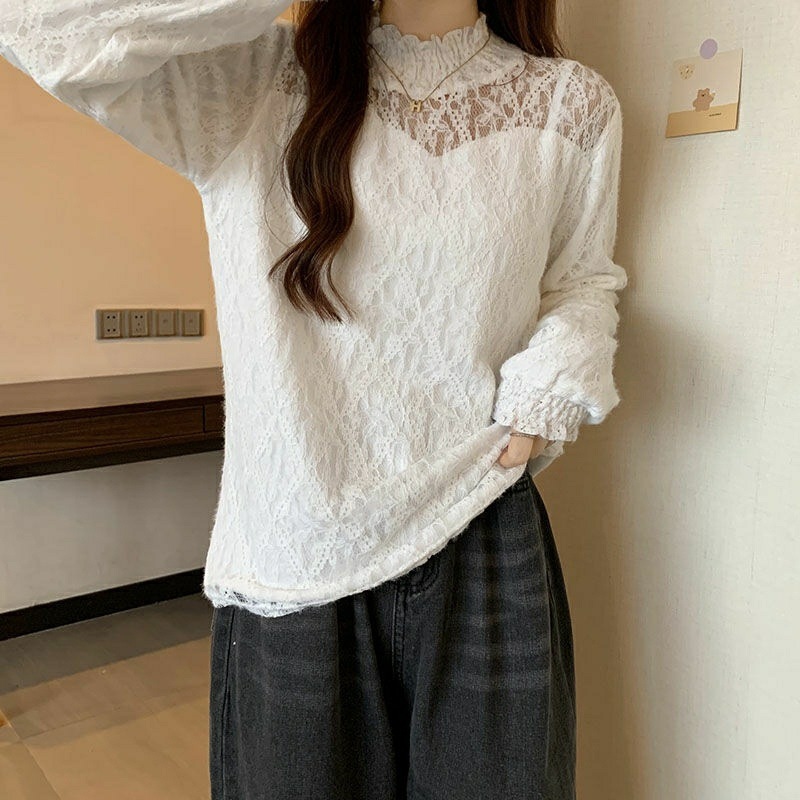 フリルブラウス 優美レース襟フリルブラウス