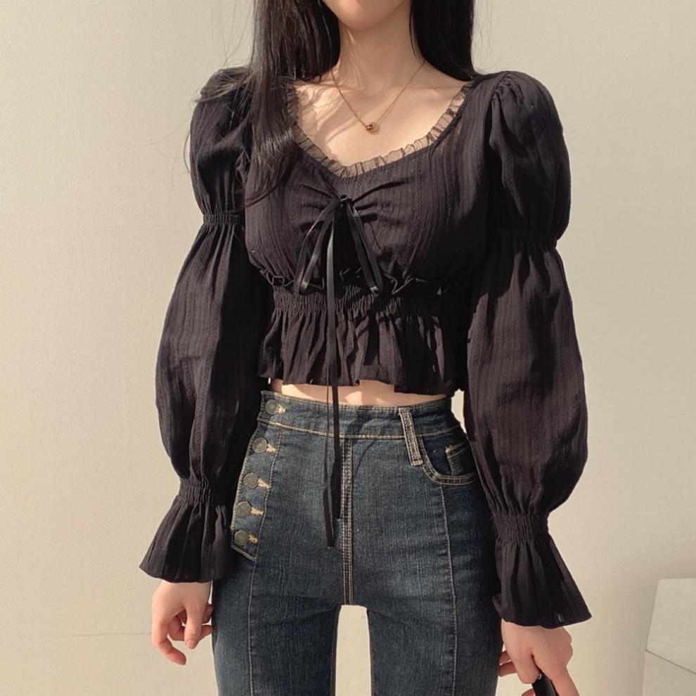 フリルブラウス 優美袖フリルショートブラウス