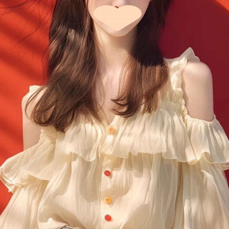 フリルブラウス 優美肩魅せ二段フリルブラウス