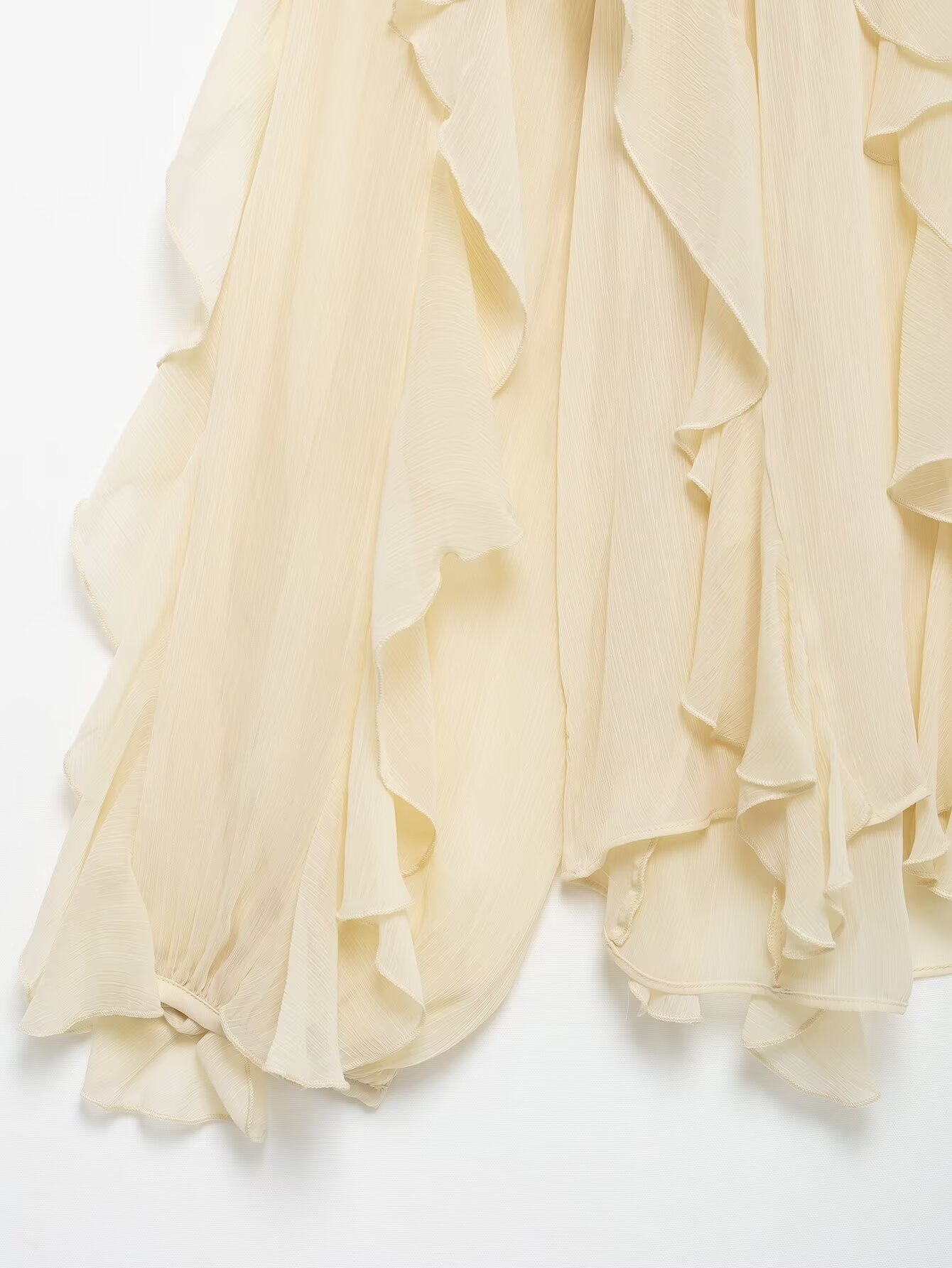 フリル 華やか多段フリル袖シフォンブラウス