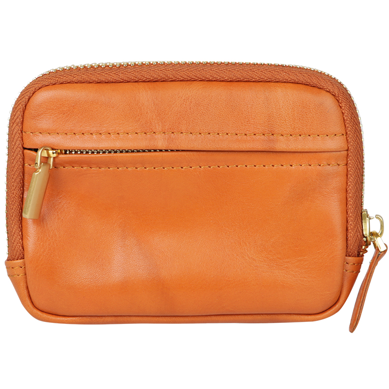 レディース二つ折り財布 上質レザー使用ファスナー式二つ折り財布