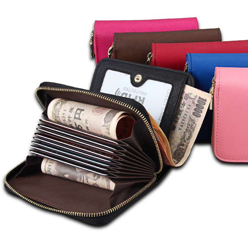 レディース二つ折り財布 多機能ラウンドファスナー付きコンパクト財布