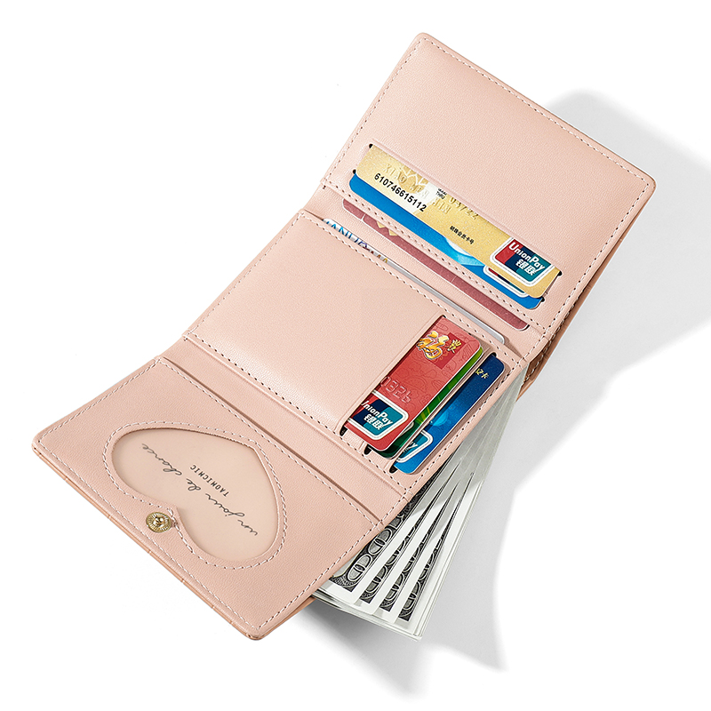 レディース二つ折り財布 猫ちゃん刺繍の可愛いコンパクト二つ折り財布