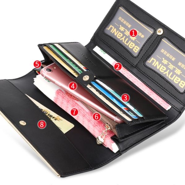 レディース二つ折り財布 上質牛革使用多機能レディース長財布