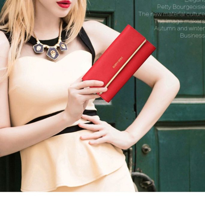 レディース二つ折り財布 上質牛革使用多機能レディース長財布