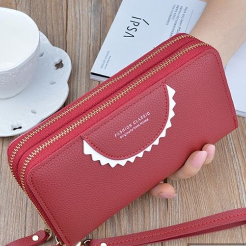 レディース二つ折り財布 キュート歯形デザイン二つ折り長財布