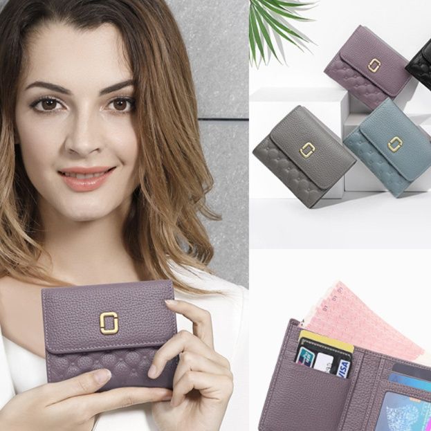 レディース二つ折り財布 金具アクセント多収納レディース二つ折り財布