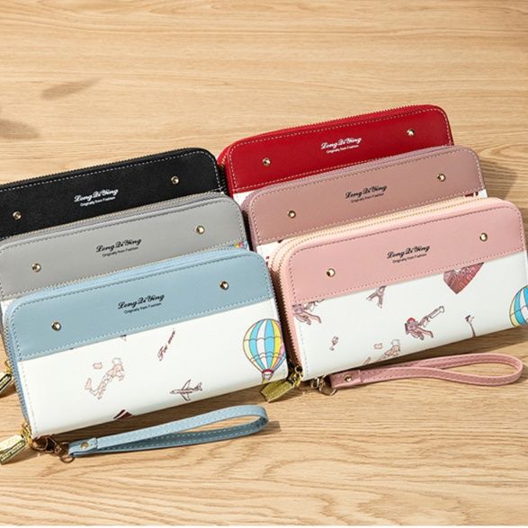 レディース二つ折り財布 可愛いプリント柄多機能レディース長財布