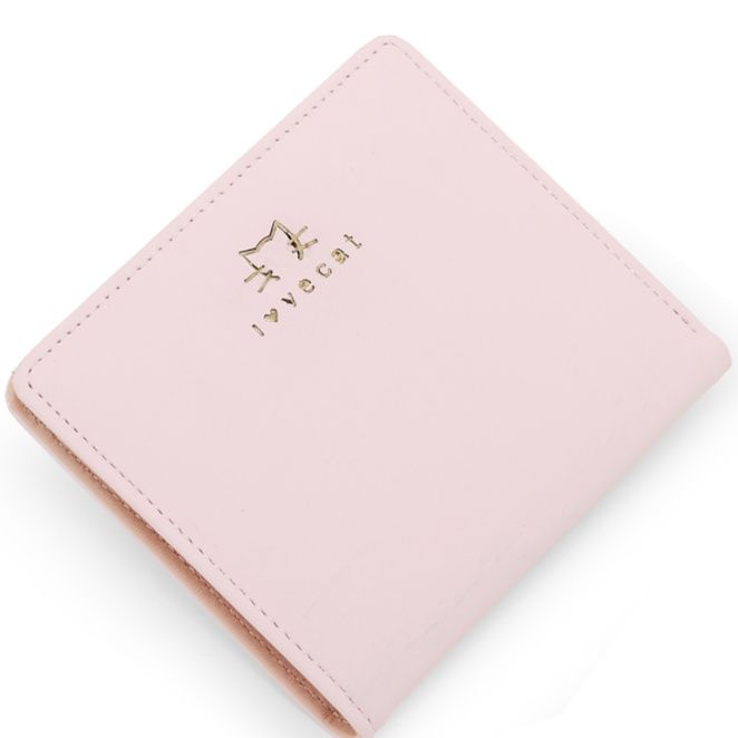 レディース二つ折り財布 可愛らしい動物刺繍付きコンパクト二つ折り財布