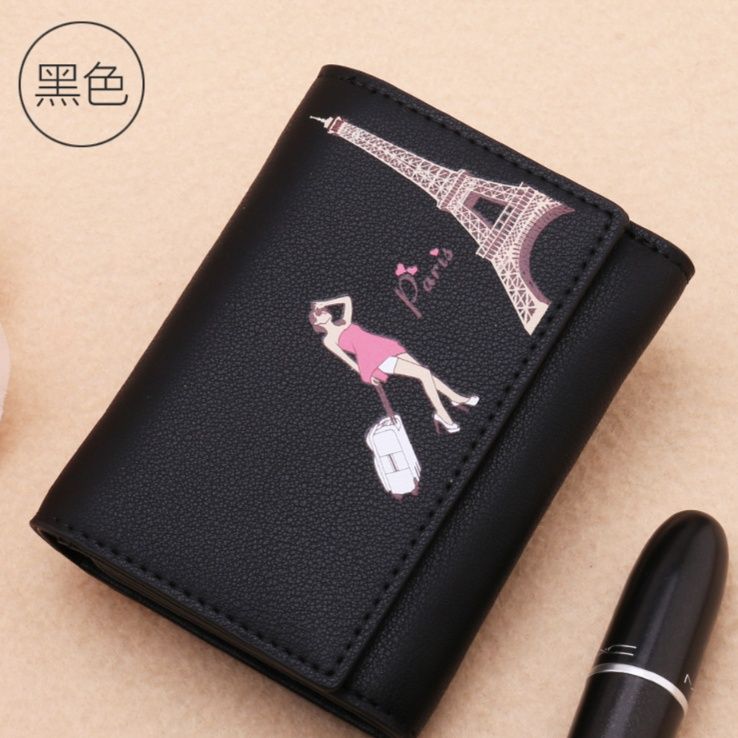 レディース二つ折り財布 巴里旅行少女刺繍レディース二つ折り財布