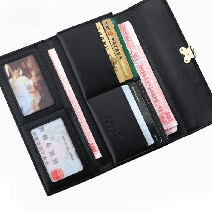 レディース二つ折り財布 蝶々モチーフ金具付き本革二つ折り財布