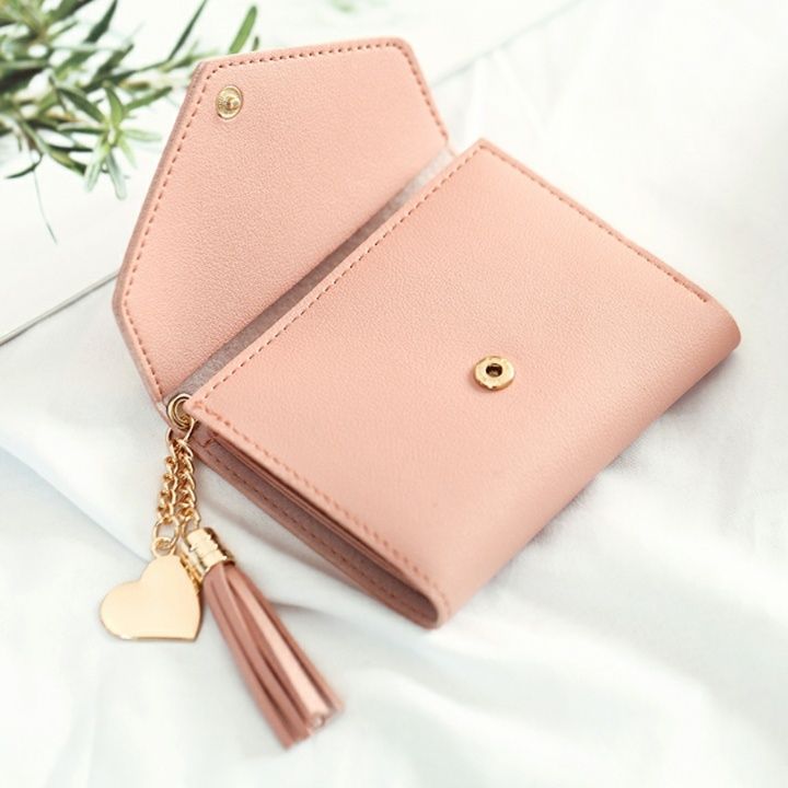 レディース二つ折り財布 タッセル飾り付き封筒型レディース二つ折り財布