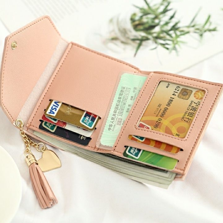 レディース二つ折り財布 タッセル飾り付き封筒型レディース二つ折り財布