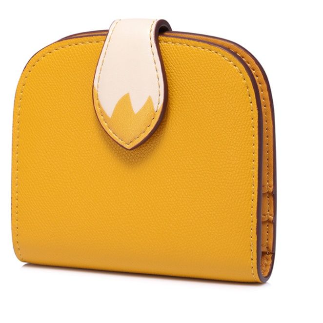 レディース二つ折り財布 留め具付き本革二つ折りミニ財布