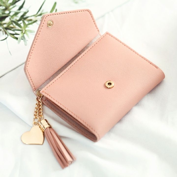 タッセル付き封筒型レディース二つ折り財布