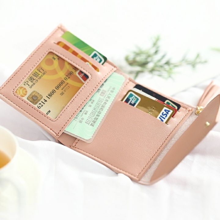 タッセル付き封筒型レディース二つ折り財布