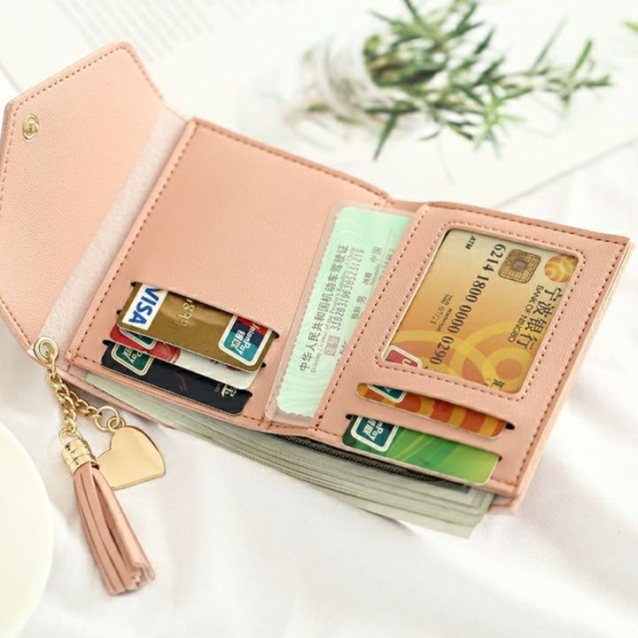 タッセル付き封筒型レディース二つ折り財布