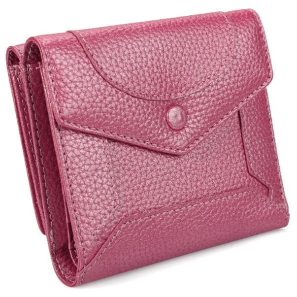 レディース二つ折り財布 型押しレザー三つ折りミニ財布