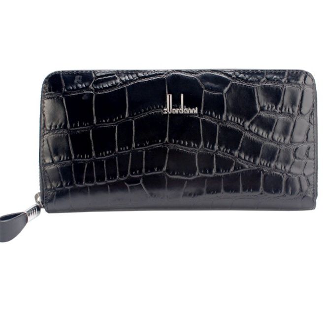 レディース二つ折り財布 クロコ型押しエナメルレザー二つ折り長財布