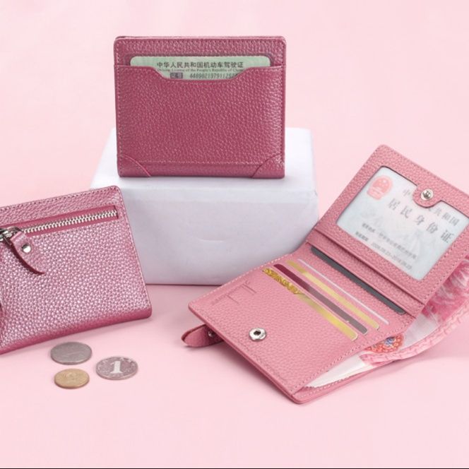 レディース二つ折り財布 本革型押しレザー多機能二つ折りミニ財布
