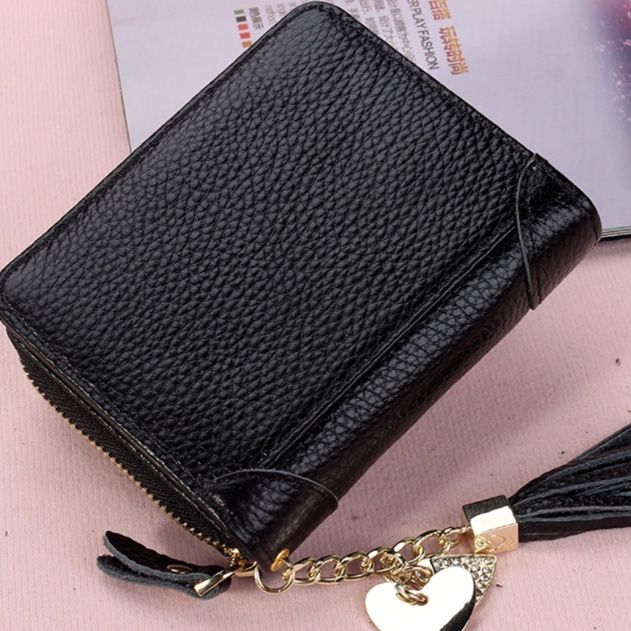 レディース二つ折り財布 タッセル付き蛇腹式多収納レディース二つ折り財布