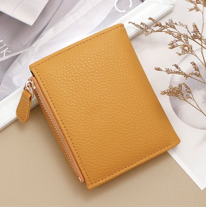 レディース二つ折り財布コンパクト シュリンクレザー二つ折りミニ財布