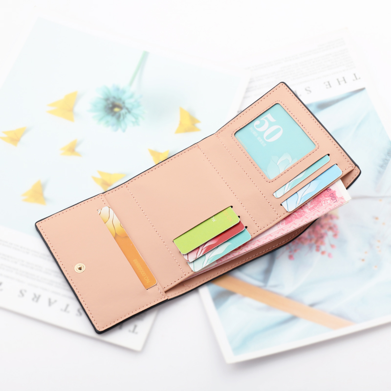 レディース二つ折り財布 キルティング模様付きコンパクト二つ折り財布