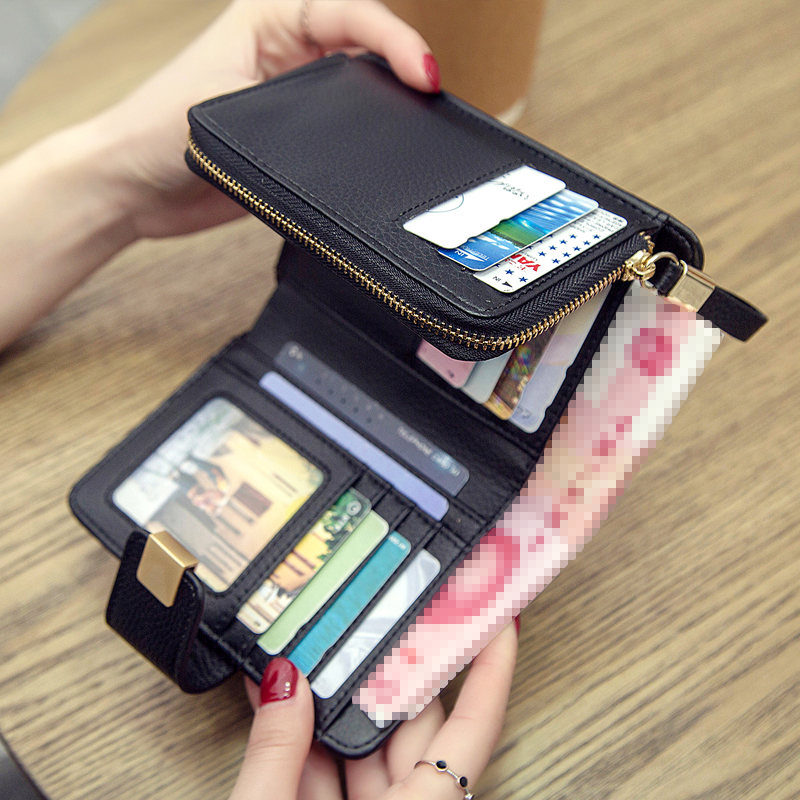 レディース二つ折り財布 金具留め具付きシュリンクレザー二つ折り財布