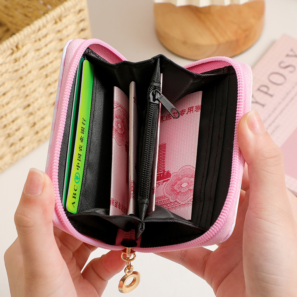 レディース二つ折り財布 可愛い動物柄ラウンドファスナーレディース二つ折り財布ミニ