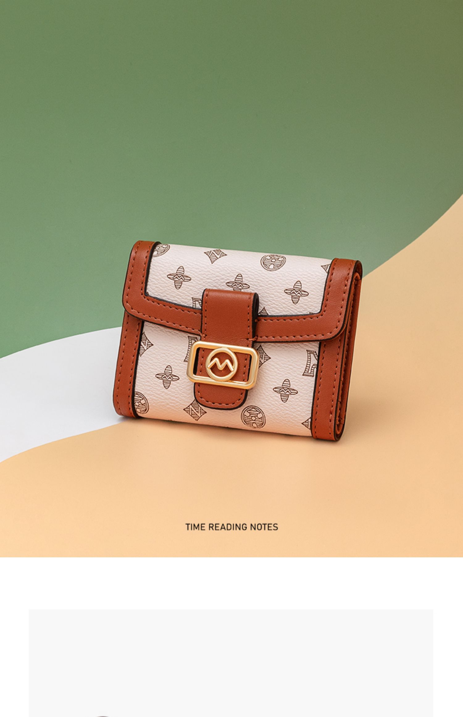 レディース二つ折り財布 花柄モノグラム金具付きレディース二つ折り財布