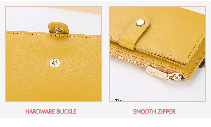 レディース二つ折り財布 スナップボタン付きファスナー小銭入れ二つ折り財布