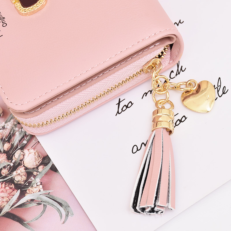 レディース二つ折り財布 タッセル付き多機能ジャバラ式二つ折り財布