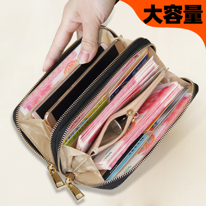 レディース二つ折り財布 クロコダイル型押し本革ラウンドファスナー長財布