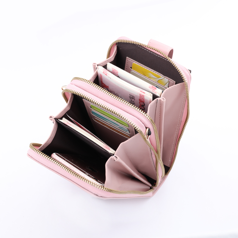 レディース二つ折り財布 多機能仕切り付きハート柄二つ折り財布