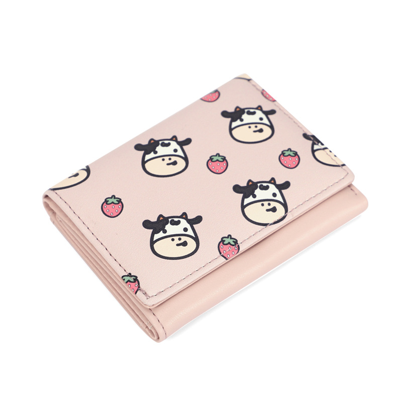 レディース二つ折り財布 牛柄模様がキュートなコンパクト二つ折り財布