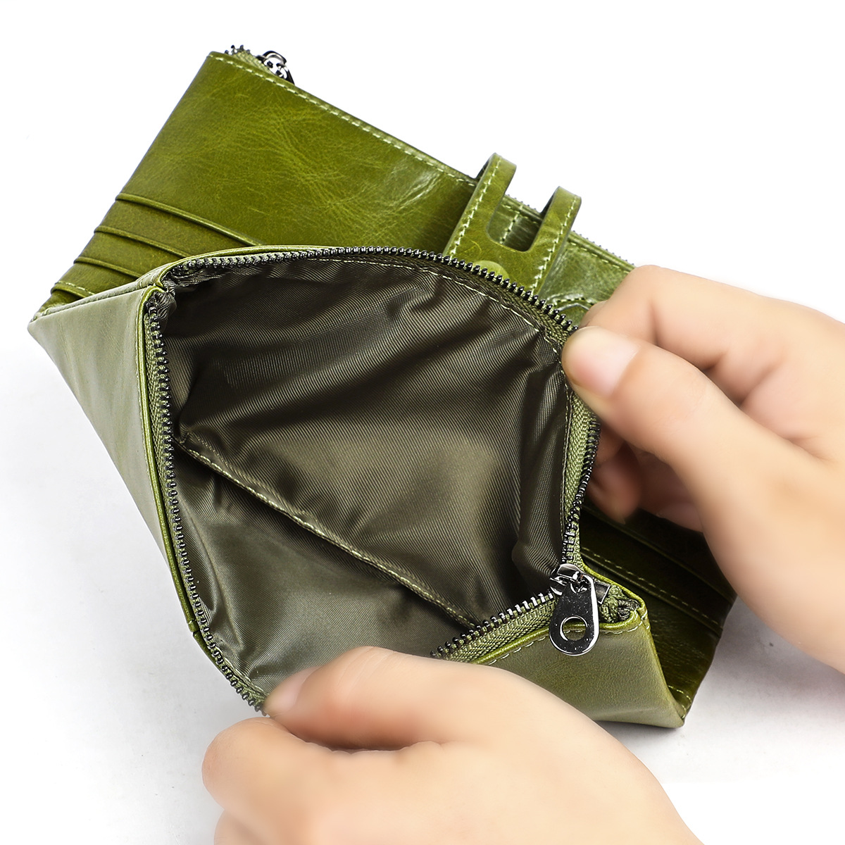 レディース二つ折り財布 本革製多機能スマートフォン収納二つ折り財布