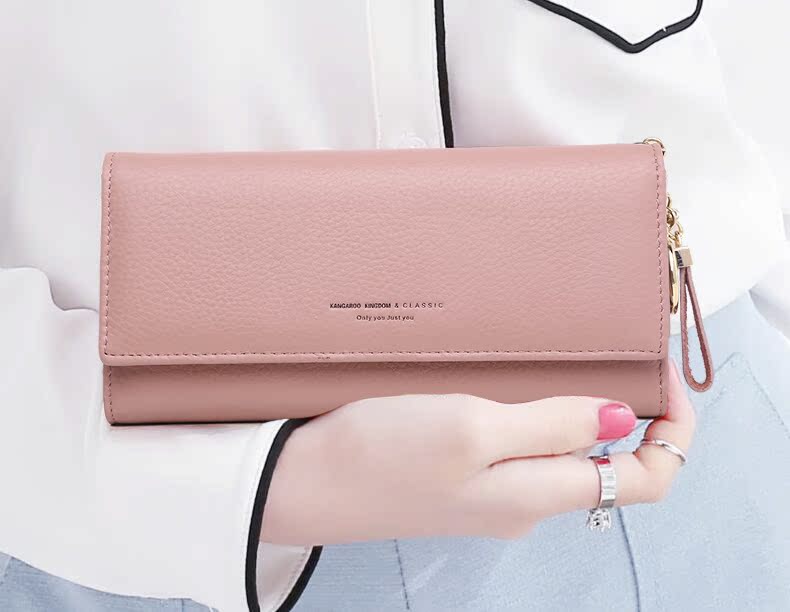 レディース二つ折り財布 シンプル上品タッセル付きレディース二つ折り長財布