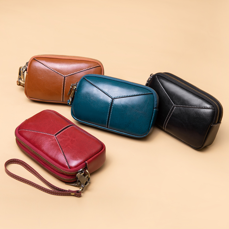 レディース二つ折り財布 本革仕立て多機能ラウンドファスナー小銭入れ付き財布