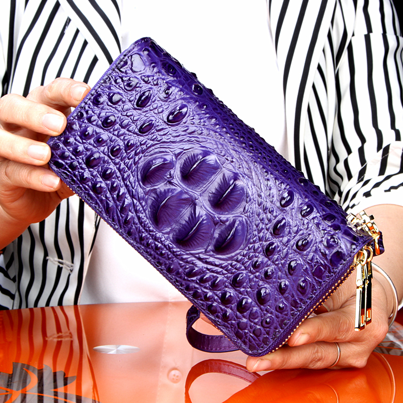 レディース二つ折り財布 本革鰐革調型押しレディース二つ折り財布